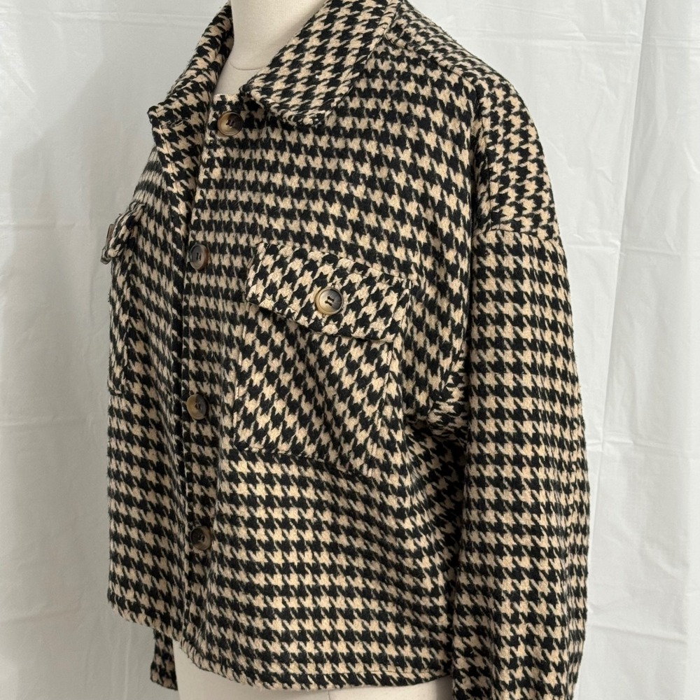 Christian Siriano New York Long Sleeve Houndstooth Cropped Wool Jacket - Picture 4 of 9